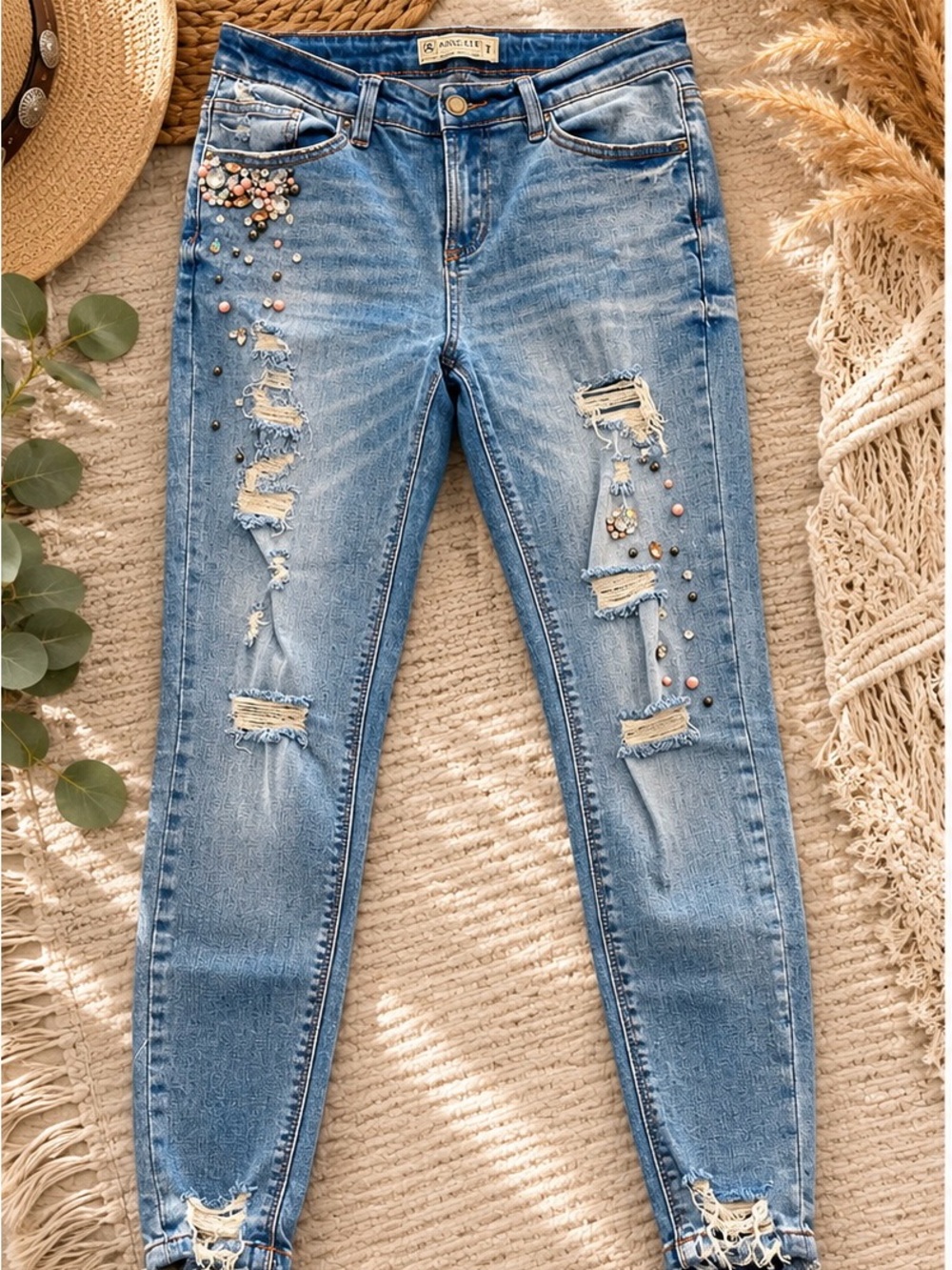 Blush & Sparkle Boho Babe Distressed Jeans